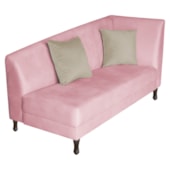Recamier Heitor 160cm com Almofada Lado Esquerdo Suede Rosa Bebê/Tiffany