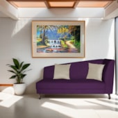 Recamier Heitor 160cm com Almofada Lado Esquerdo Suede Roxo/Bege