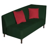 Recamier Heitor 160cm com Almofada Lado Esquerdo Suede Verde/Vermelho