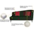 Recamier Heitor 160cm com Almofada Lado Esquerdo Suede Verde/Vermelho