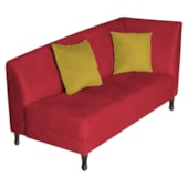 Recamier Heitor 160cm com Almofada Lado Esquerdo Suede Vermelho/Amarelo