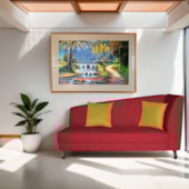 Recamier Heitor 160cm com Almofada Lado Esquerdo Suede Vermelho/Amarelo