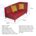Recamier Heitor 160cm com Almofada Lado Esquerdo Suede Vermelho/Amarelo