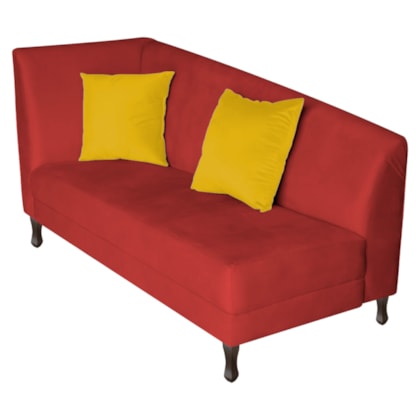 Recamier Heitor 185cm com Almofada Lado Direito Sintético Vermelho/Amarelo