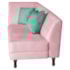 Recamier Heitor 185cm com Almofada Lado Direito Suede Rosa Bebê/Tiffany