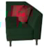 Recamier Heitor 185cm com Almofada Lado Direito Suede Verde/Vermelho