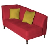 Recamier Heitor 185cm com Almofada Lado Direito Suede Vermelho/Amarelo