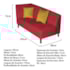 Recamier Heitor 185cm com Almofada Lado Direito Suede Vermelho/Amarelo