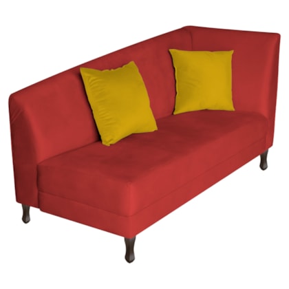 Recamier Heitor 185cm com Almofada Lado Esquerdo Sintético Vermelho/Amarelo