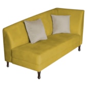 Recamier Heitor 185cm com Almofada Lado Esquerdo Suede Amarelo/Bege