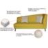 Recamier Heitor 185cm com Almofada Lado Esquerdo Suede Amarelo/Bege