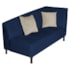 Recamier Heitor 185cm com Almofada Lado Esquerdo Suede Azul Marinho/Bege