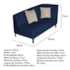 Recamier Heitor 185cm com Almofada Lado Esquerdo Suede Azul Marinho/Bege