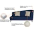 Recamier Heitor 185cm com Almofada Lado Esquerdo Suede Azul Marinho/Bege