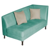 Recamier Heitor 185cm com Almofada Lado Esquerdo Suede Azul Tiffany/Bege