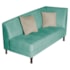 Recamier Heitor 185cm com Almofada Lado Esquerdo Suede Azul Tiffany/Bege