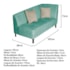 Recamier Heitor 185cm com Almofada Lado Esquerdo Suede Azul Tiffany/Bege