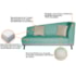 Recamier Heitor 185cm com Almofada Lado Esquerdo Suede Azul Tiffany/Bege