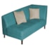 Recamier Heitor 185cm com Almofada Lado Esquerdo Suede Azul Turquesa/Bege