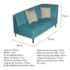 Recamier Heitor 185cm com Almofada Lado Esquerdo Suede Azul Turquesa/Bege