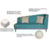 Recamier Heitor 185cm com Almofada Lado Esquerdo Suede Azul Turquesa/Bege