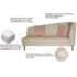 Recamier Heitor 185cm com Almofada Lado Esquerdo Suede Bege/Rosê