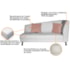 Recamier Heitor 185cm com Almofada Lado Esquerdo Suede Branco/Rosê