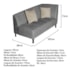 Recamier Heitor 185cm com Almofada Lado Esquerdo Suede Cinza/Bege