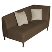 Recamier Heitor 185cm com Almofada Lado Esquerdo Suede Marrom/Bege