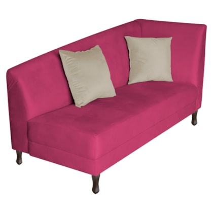 Recamier Heitor 185cm com Almofada Lado Esquerdo Suede Pink/Bege