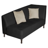 Recamier Heitor 185cm com Almofada Lado Esquerdo Suede Preto/Bege