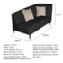 Recamier Heitor 185cm com Almofada Lado Esquerdo Suede Preto/Bege