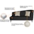 Recamier Heitor 185cm com Almofada Lado Esquerdo Suede Preto/Bege