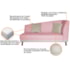 Recamier Heitor 185cm com Almofada Lado Esquerdo Suede Rosa Bebê/Tiffany