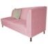 Recamier Heitor 185cm com Almofada Lado Esquerdo Suede Rosa Bebê/Tiffany