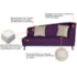Recamier Heitor 185cm com Almofada Lado Esquerdo Suede Roxo/Bege