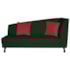 Recamier Heitor 185cm com Almofada Lado Esquerdo Suede Verde/Vermelho