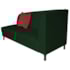 Recamier Heitor 185cm com Almofada Lado Esquerdo Suede Verde/Vermelho