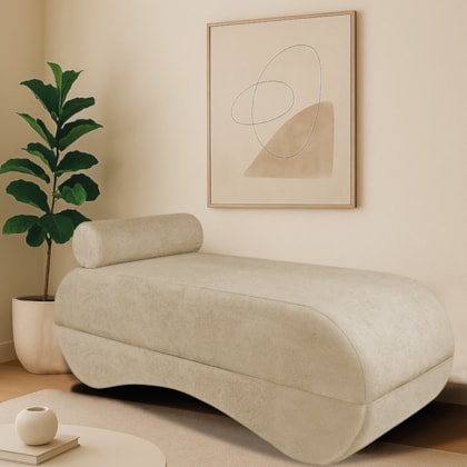 Recamier Luxo conforto Max 140cm Linho Bege