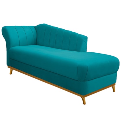 Recamier Vanessa 140cm Lado Direito Suede Azul Turquesa - Amarena Móveis