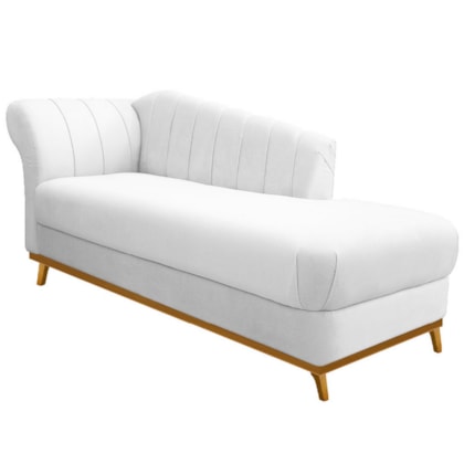 Recamier Vanessa 140cm Lado Direito Suede Branco - Amarena Móveis