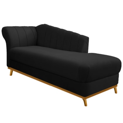 Recamier Vanessa 140cm Lado Direito Suede Preto - Amarena Móveis