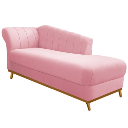 Recamier Vanessa 140cm Lado Direito Suede Rosa Bebê - Amarena Móveis