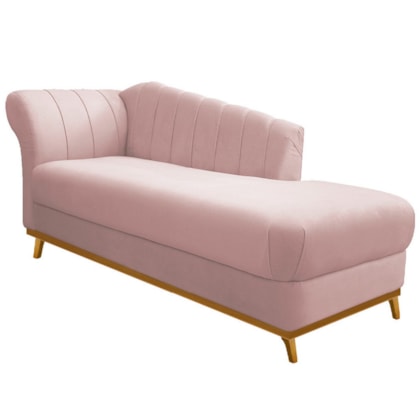 Recamier Vanessa 140cm Lado Direito Suede Rosê - Amarena Móveis