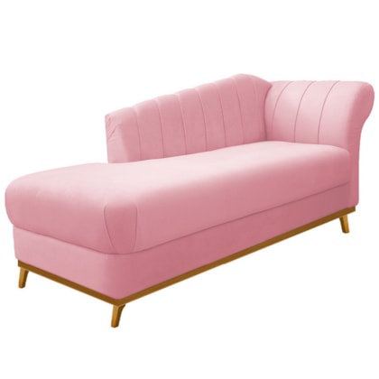 Recamier Vanessa 140cm Lado Esquerdo Suede Rosa Bebê - Amarena Móveis