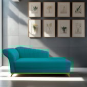 Recamier Vanessa 160cm Lado Direito Suede Azul Turquesa - Amarena Móveis