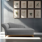 Recamier Vanessa 185cm Lado Direito Suede Cinza - Amarena Móveis