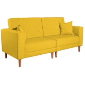 Sofá 03 Lugares Living Ponza Sintético Amarelo Sofá 03 Lugares Living Ponza Sintético Amarelo