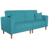 Sofá 03 Lugares Living Ponza Suede Azul Turquesa