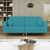 Sofá 03 Lugares Living Ponza Suede Azul Turquesa